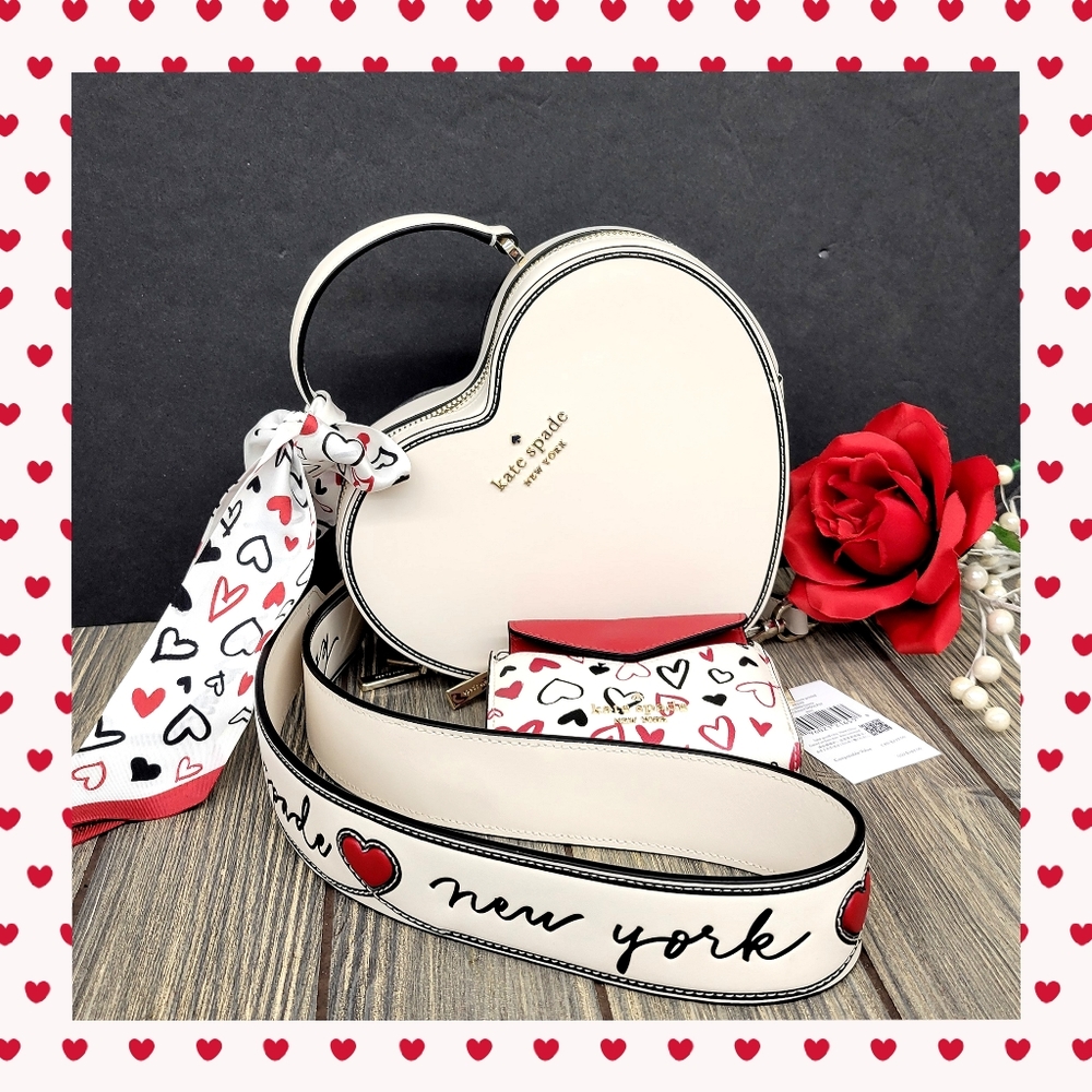 NEW  Kate spade Love Shack Guitar Strap Heart Crossbody Purse